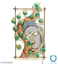 Iron Buddha on Leaf With Led - Free Size, Metal, Pack of1